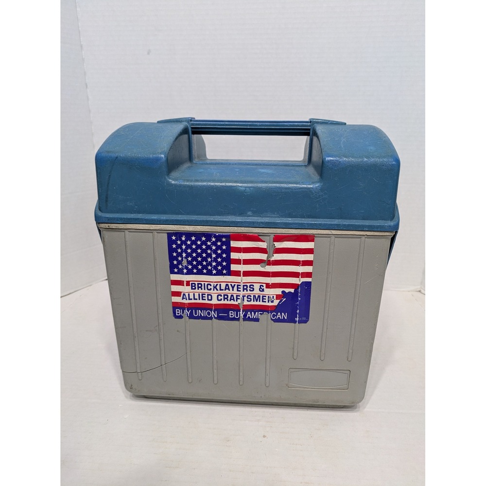 Rubbermaid 1922 Cooler Blue Gray Vintage Union Bricklayers Allied Craftsmen USA
